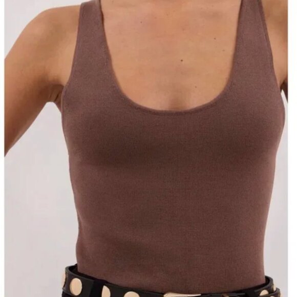 BEST DISSH Troy Sleeveless Knit Tank - Taupe Tan Brown Beige Causal - Picture 3 of 7